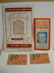 1952 IHSAA Indiana State Basketball Finals Program Tickets Beckner Record Book - Picture 1 of 14