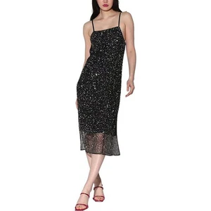 Walter Baker Womens Black Sequined Mesh Cocktail And Party Dress 8 BHFO 1847 - Picture 1 of 3