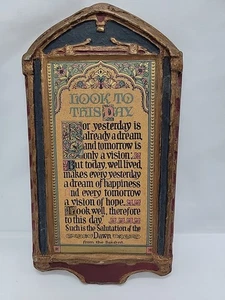Antique The Buzza Regal Motto Wood Plaque " Look To This Day" 9.5" - Picture 1 of 6
