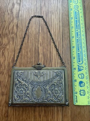 Antique Vintage Purse Petite Material Flap Brass - Image 1 of 3