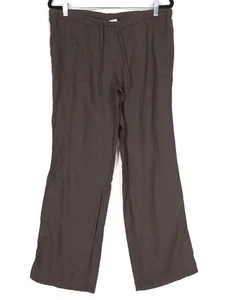 LONDON JEAN 100% LINEN PANTS Size 6 Women’s Wide Leg Brown Drawstring Flare - Picture 1 of 8