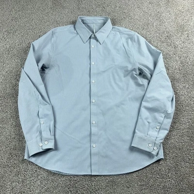 Camisa Lululemon Para Hombres Grande Gris Blanca Nueva Aventura Oficina Carrera Cercanías Informal Foto 1 de 4