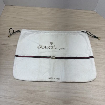 "Bolsa antipolvo vintage GUCCI colección de accesorios rayas rojas/verdes cordón 14""x10""" Foto 1 de 4