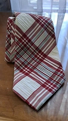 Men's Plaid Tie Red  White and Blue Wide Tie Pendleton Store's Vintage  - Image 1 of 4