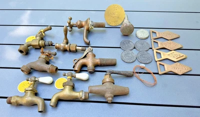 Lot of 20 Vintage Red Brass Water Faucets Spigots Steampunk Flaring + AWWA+ More - Image 1 of 4