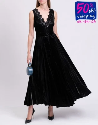 RRP€400 CRISTINAEFFE Maxi Dress IT42 US6 UK10 M Sequins Pleated Made in Italy - Image 1 of 4