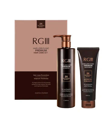 RGIII RG3 PREMIUM SHAMPOO AND TREATMENT SET 2X RED GINSENG HAIR LOSS PREVENTION - Image 1 of 4
