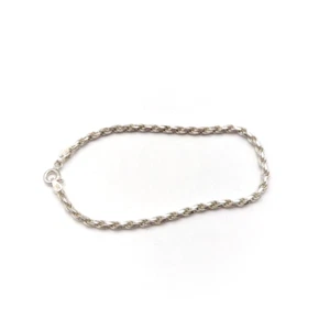 NEW 2mm/7" STERLING SILVER ROPE LINK CHAIN BRACELET - ITALY (#6) - Picture 1 of 2