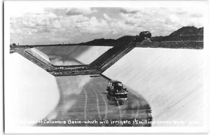 Foto postal vintage del canal principal de la cuenca de Columbia, Washington c1940 RPPC - Imagen 1 de 2