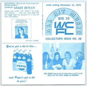WCFL Chicago Survey Radio Music Chart November 11 1971 Pepsi Lennon Imagine #1
