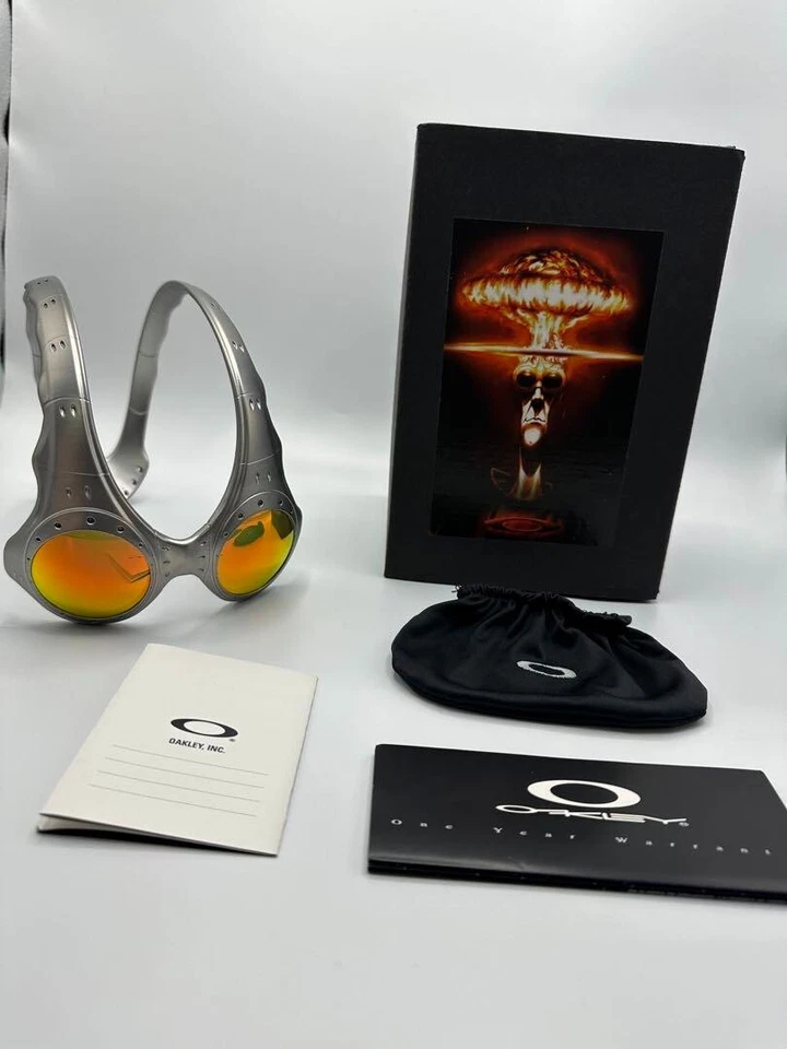 Oakley Over The Top FMJ Sunglasses Silver With Fire Lens