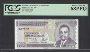 Burundi 100 Francs 1-5-2004 P37d Uncirculated Graded 68 - Picture 1 of 2
