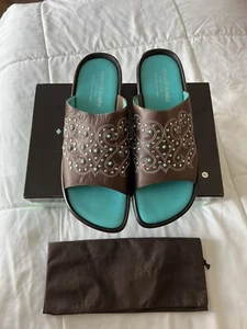 VTG-NIB Wms Donald Pliner gorgeous sandals Whiskey Nappa Studded Leather sz 10M - Picture 1 of 9