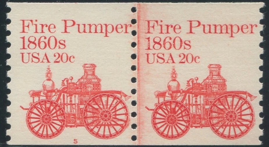 U.S. Scott 1908 - 20c Fire Pumper- PS2 - Pl Number 5 - MNH - Image 1 of 1
