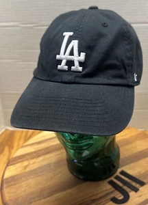 '47 BRAND LOS ANGELES DODGERS HAT BLACK & WHITE STRAPBACK ADJUSTABLE VGC J11 - Picture 1 of 3