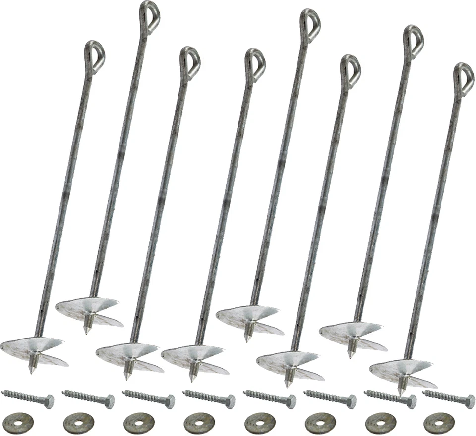 Garden Games 12mm Thick Galvanised Steel Ground Anchors Heavy Duty with Fixings
