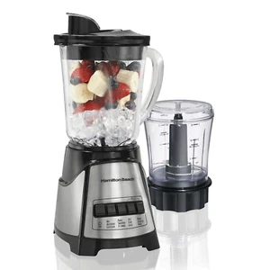 Combo de licuadora de frasco de vidrio Hamilton Beach Power Elite de 40 oz y picadora de alimentos de 3 tazas - Imagen 1 de 8