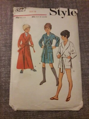 Childrens Dressing gown sewing Pattern Style 3227 Age 10 Chest 28 Inch UNCUT - Image 1 of 2