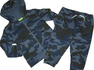 Neu mit Etikett Joe Fresh 12/18 Monate blau & braun tarnfarben Hoodie & Hose Set Outfit Designer - Bild 1 von 2