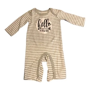 Acogedor dormitorio de una pieza Baby Essentials gris y blanco a rayas - Imagen 1 de 4