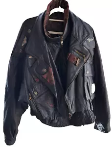 M.P. Company "Montara" Men's Size 56 Lined Lambskin Black Leather Bomber Jacket - Picture 1 of 24