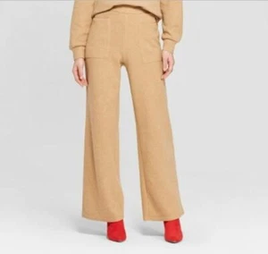 Womens Cozy Wide Leg Pants - Who What Wear - Tan - NWT - Picture 1 of 2