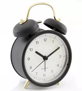 Black & Gold Metal Alarm Clock - Picture 1 of 3