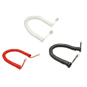RJ9 Telephone Handset Cord for Telephone/Handset Black/ Red /White Curly 1.85m - Zdjęcie 1 z 10