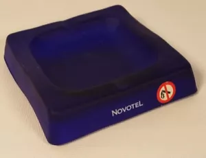 Vintage Novotel Hotel Ashtray Cobalt Blue Frosted Glass 4" Square A55 - Picture 1 of 4