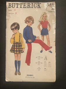 Butterick 5481 Pattern Blouse Skirt Shorts Pants Size 2 Child Precut Vintage 69 - Picture 1 of 6