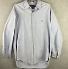 Ralph Lauren Mens Yarmouth Cotton Blue Oxford Embroidered Logo Shirt Size 17-35