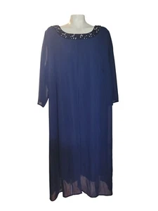 Chiffonkleid Catherines dunkelblau Perlenausschnitt 3X elegant Abendkleid NEU - Bild 1 von 8
