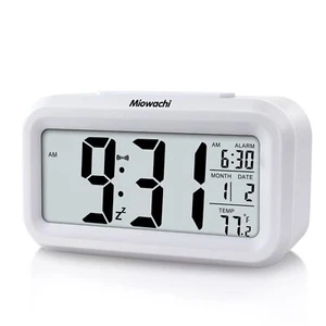 Small Digital Alarm Clocks for Bedrooms with Night Light LCD Display White - Picture 1 of 5