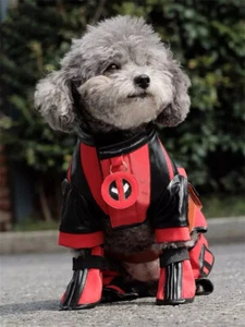 Deadpool 3 Deadpool & Wolverine Cosplay Pet Dog Red Costume Belt Shoes Outfits - Picture 1 of 7