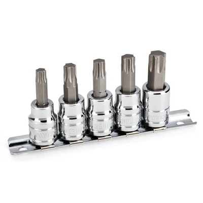 Powerbuilt 5 Pc. 3/8 in. Drive Torx Bit Socket Set, Size from T40 to T55 - Image 1 of 4