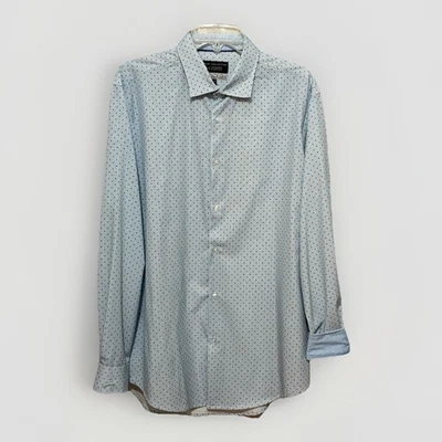 Report Collection X4 Stretch Dress Shirt Blue Dot Stripe Slim Fit XL 17 34/35 - Image 1 of 4