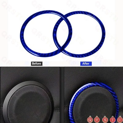 2Pcs Blue Carbon Fiber Door Loudspeaker Trim Cover For BMW 3 Series E90 2005-12 - Изображение 1 из 4