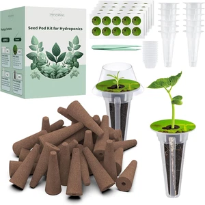 125 PCS Hydroponic Pods Kit: 50 Grow Sponges, 50 Labels, 12 Baskets, 12 Domes, 1 - Picture 1 of 12