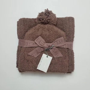 Barefoot Dreams CozyChic Pom Pom Beanie & Scarf Set Chestnut OS Warm Winter Wear - Picture 1 of 12