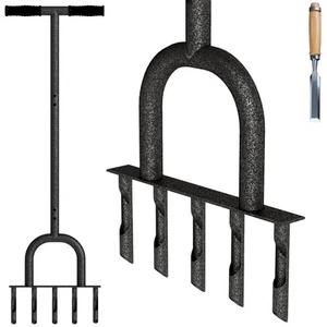 Lawn Coring Aerator, Steel 5 Core Plug Aerator Lawn Tool with Soft Rubber Gri - Picture 1 of 7