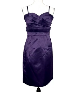 Vestido Calvin Klein para mujer 6 púrpura berenjena satinado plisado cóctel noche fiesta - Imagen 1 de 17