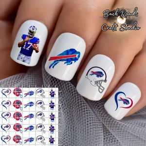 Juego de 50 calcomanías de uñas de tobogán acuático de fútbol Buffalo Bills - Imagen 1 de 5