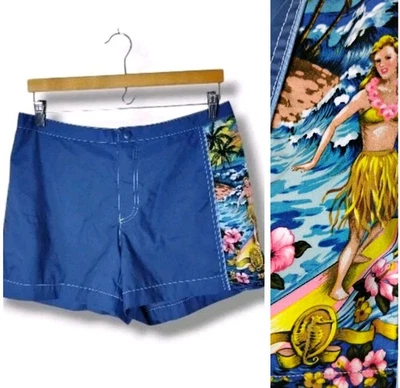 Vintage Y2K Womens Board Shorts Size 10 Retro Hawaiian Y2K Beachy Shorties Vacay - Image 1 of 4
