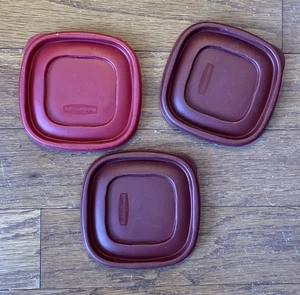 Lot of 3 Rubbermaid Easy Find #7J58 Red Replacement Lids 4.5" - Picture 1 of 3