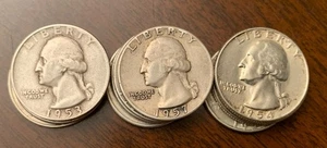 ($3-FV FACE VAL)=(12) USA-90% Silver Coins-Different P/D-Washington Quarter Lot - Picture 1 of 1