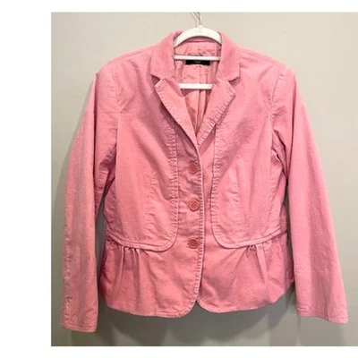 Talbots Petites Pink Corduroy Blazer Ruffle Preppy Office Size Sm - Image 1 of 4