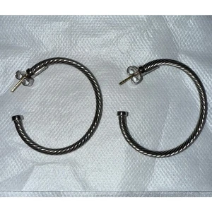 Orecchini in argento con cerchio in corda di cavo scolpito 1,5"  - Foto 1 di 3