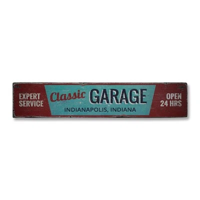 Classic Garage, Custom Shop Location - Rustic Distressed Wood Sign - Image 1 of 2