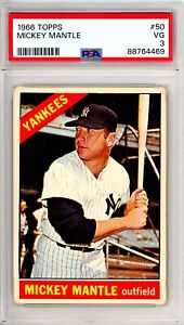 1966 Topps MICKEY Mantle #50 PSA Graded 3 VG-Cond "Just Graded Invest"