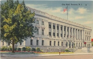 Postcard City Hall Building Trenton New Jersey Linen Posted Trenton 1944 - Picture 1 of 2